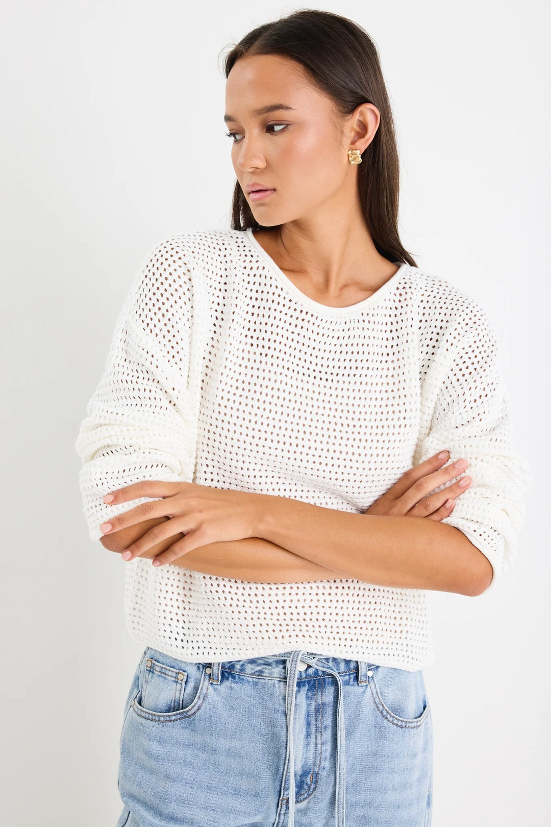 Dawn Ivory Crochet Knit Jumper
