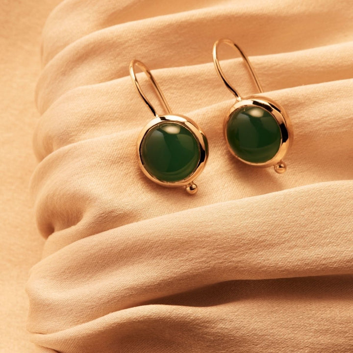 Garland Earring - Yellow Gold/Green Onyx