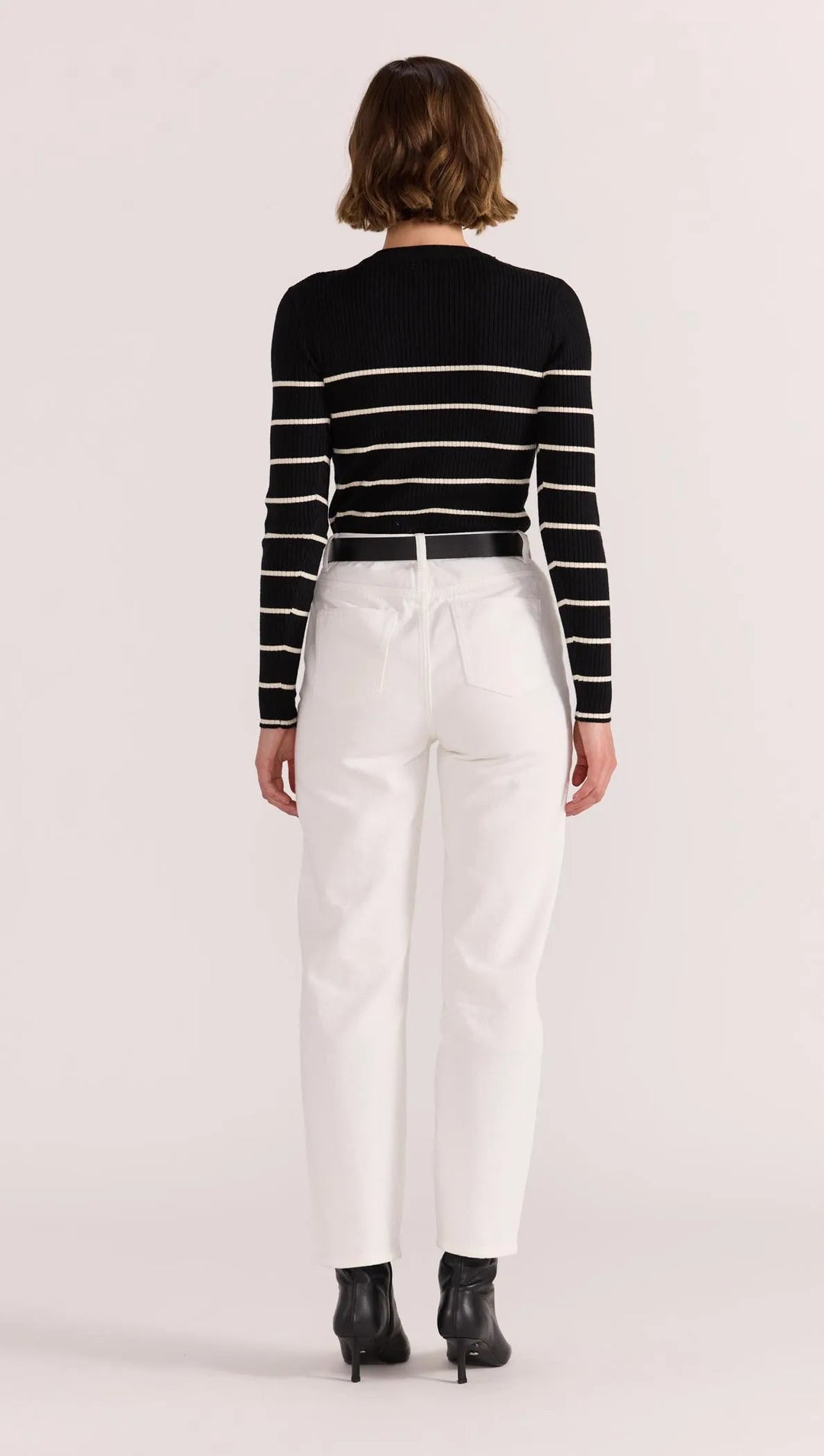 Freya Stripe Knit Top - Black/White