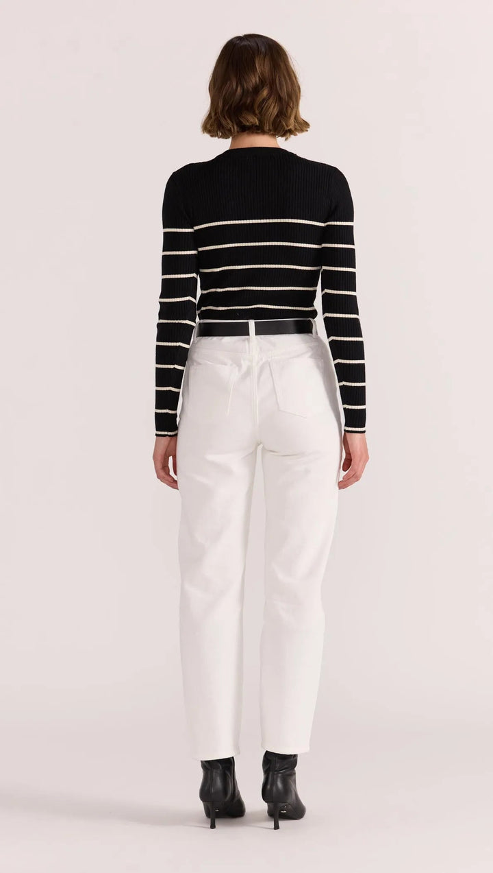 Freya Stripe Knit Top - Black/White