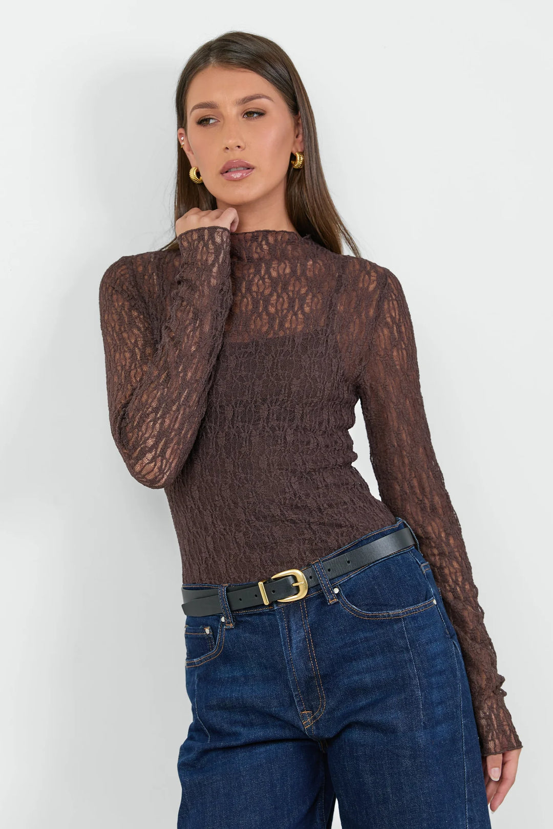 Giving Chocolate Lace Long Sleeve Top - Chocolate Lace