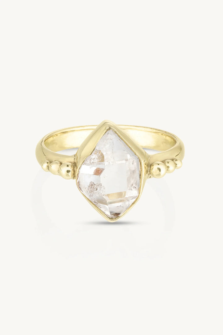 Herkimer Diamond Gold Ring - Size 9