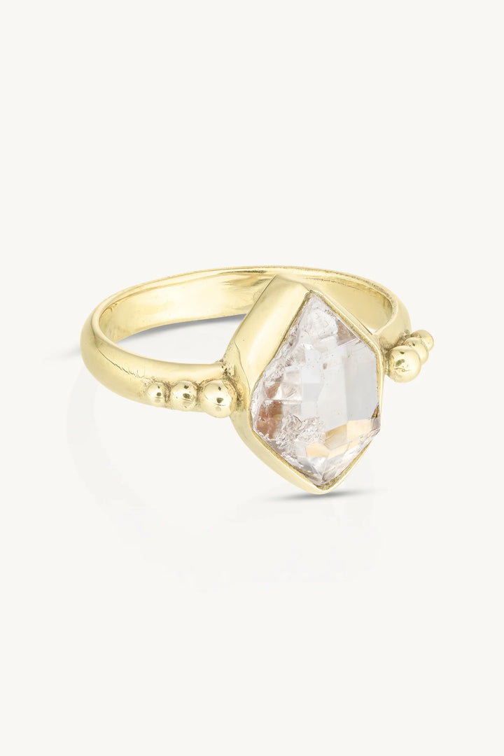Herkimer Diamond Gold Ring - Size 9