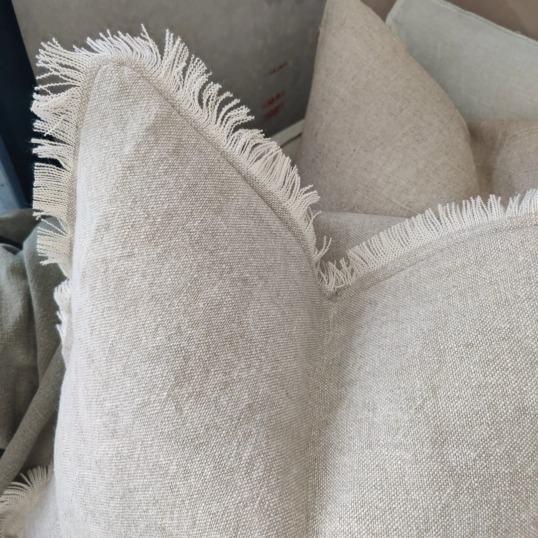 Riviera French Linen Cushion - Oatmeal
