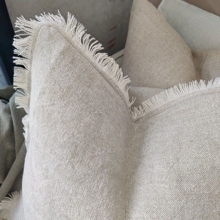 Riviera French Linen Cushion - Oatmeal