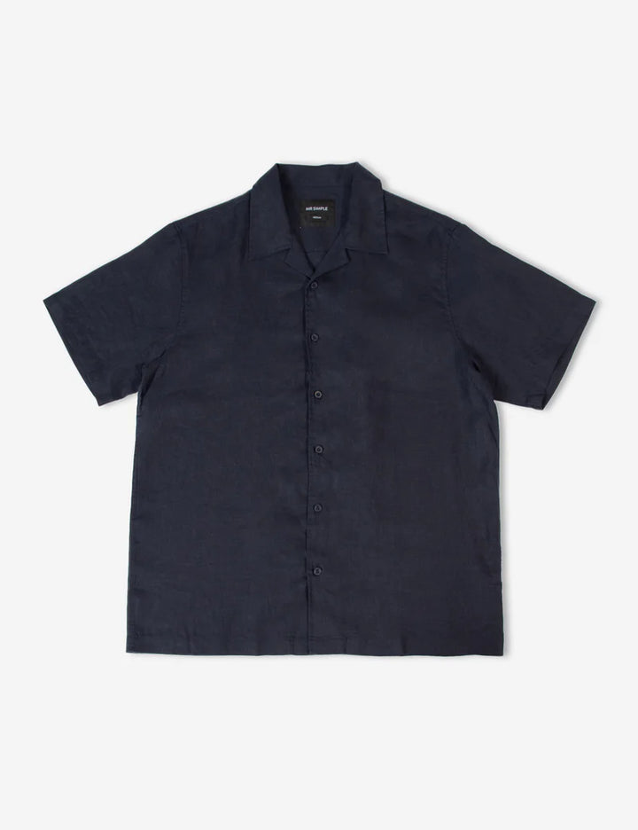 Cuban Linen Short Sleeved - Navy