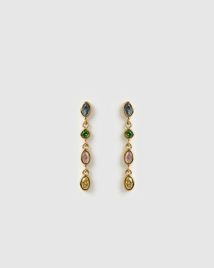Isadora Gold Earrings - Multi Blue