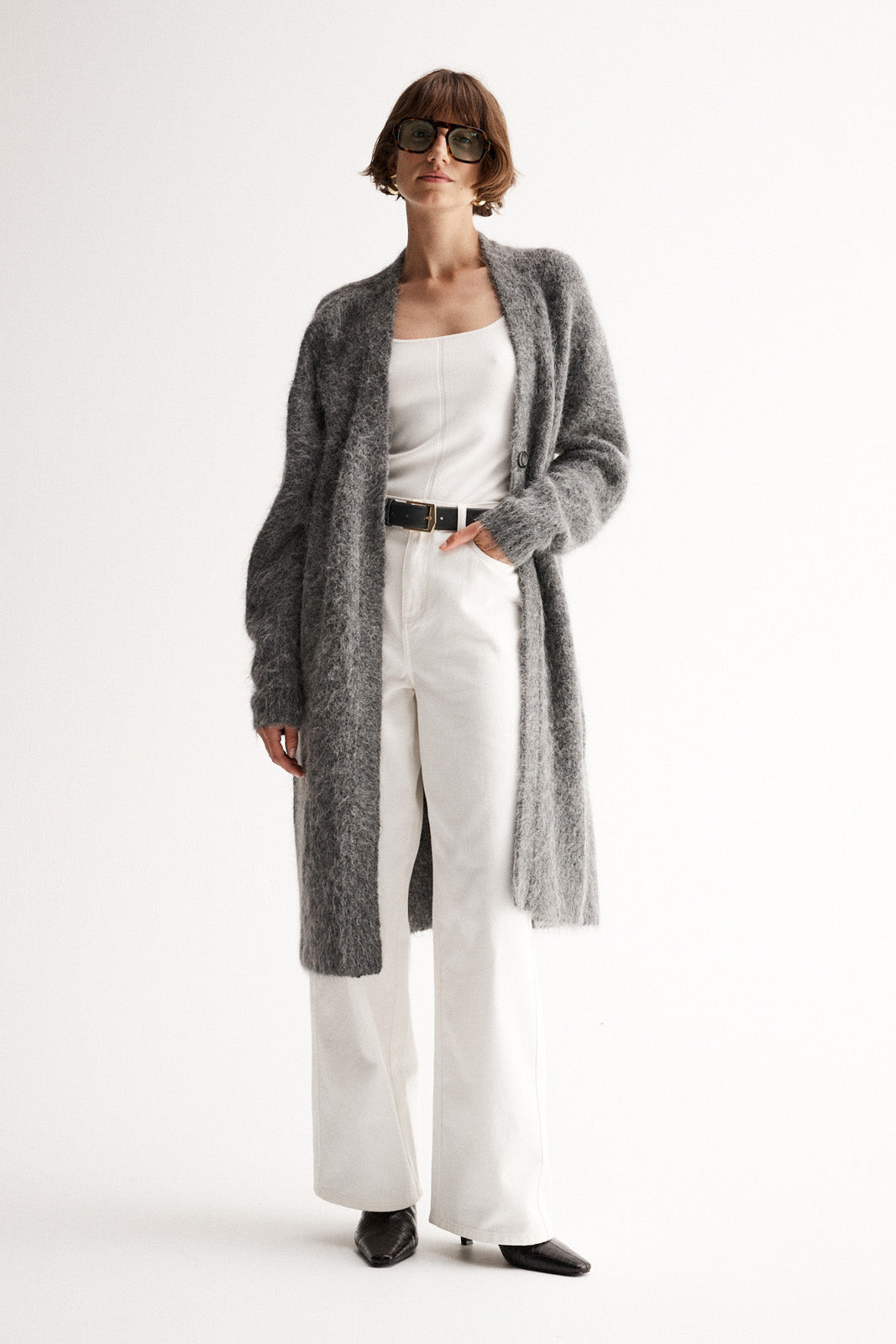 Simone Knit Cardigan Charcoal Marle