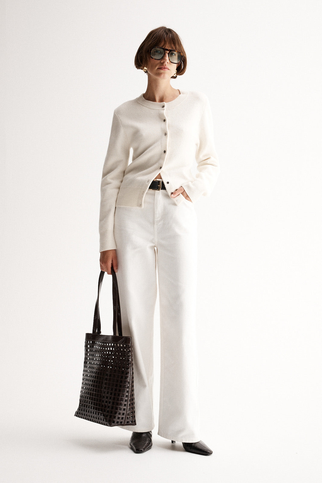 Saschia Knit Cardigan White Marle
