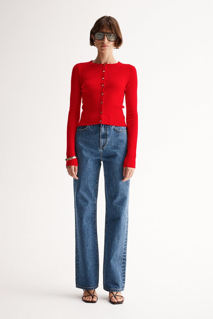 Astrid Red Crop Cardigan