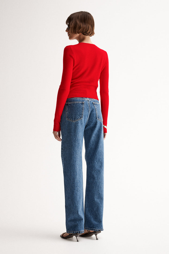Astrid Red Crop Cardigan