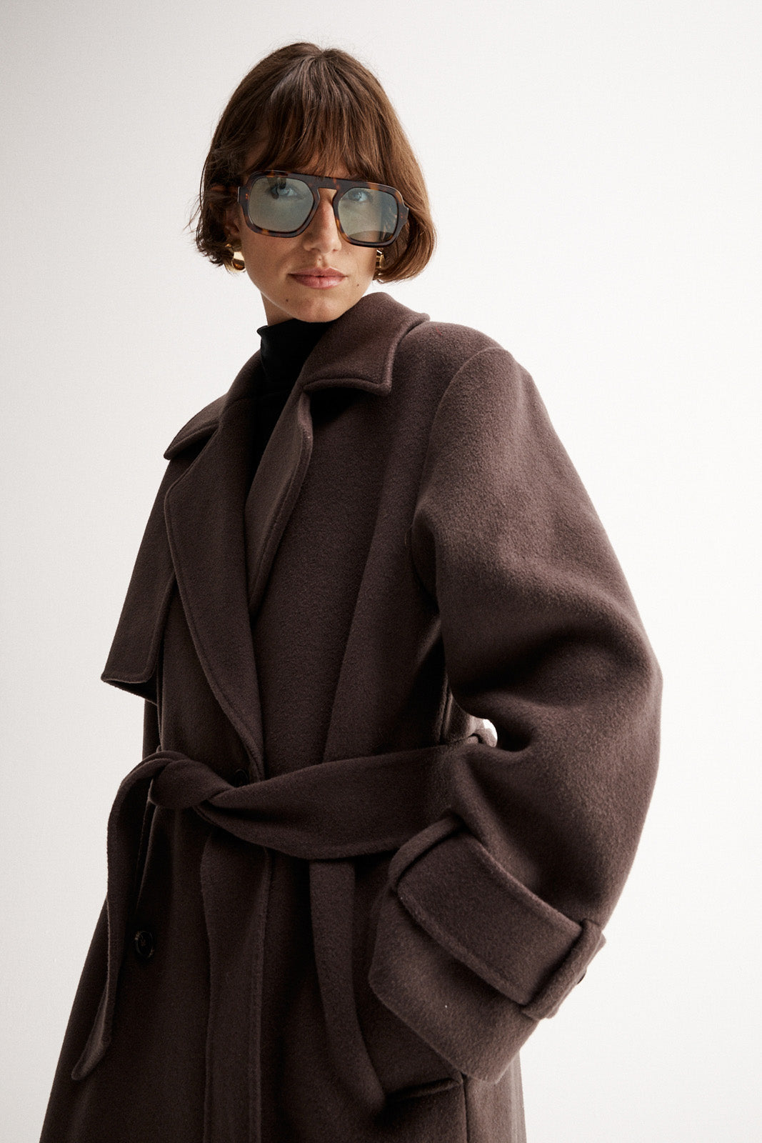 Arna Brown Wool Blend Coat