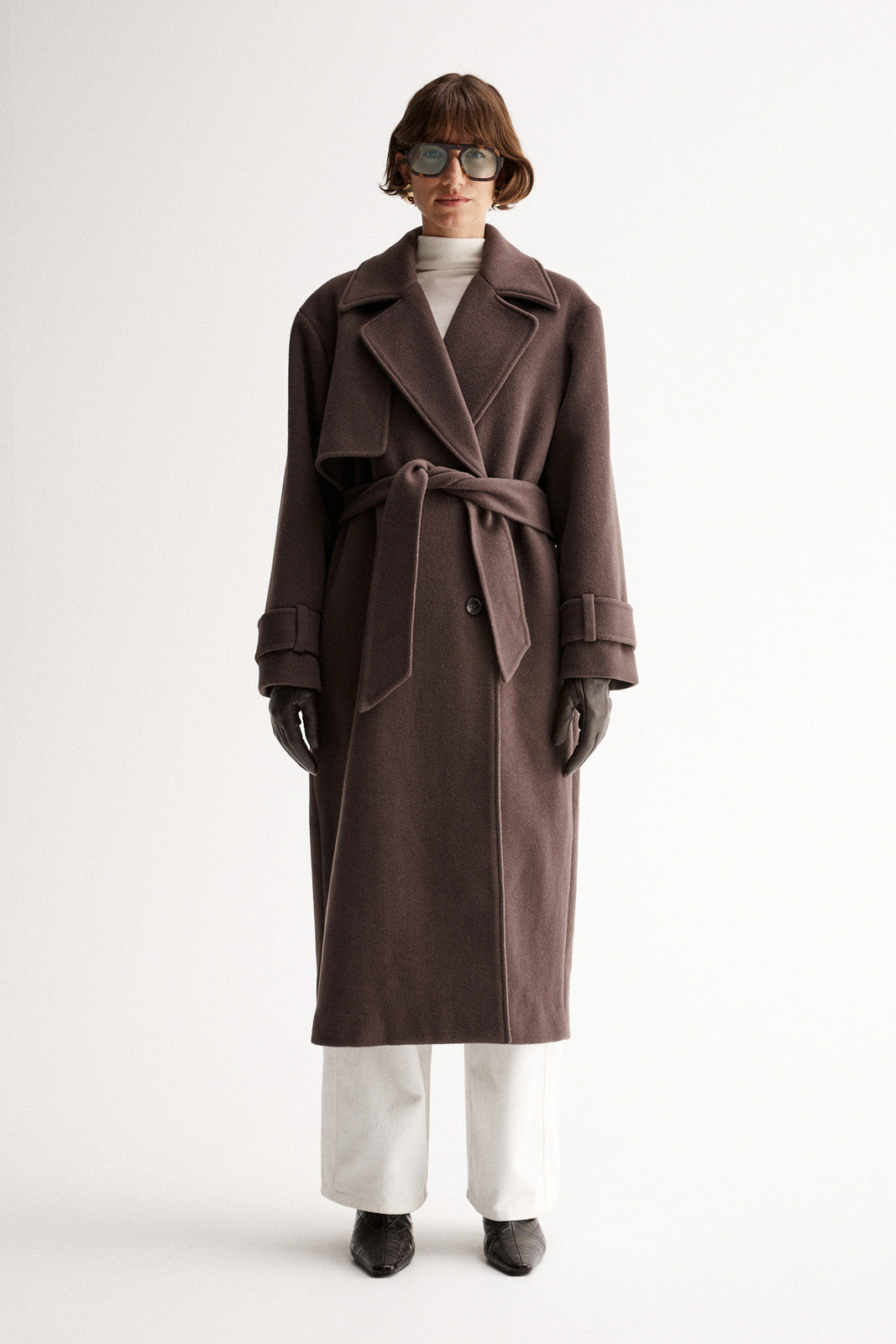 Arna Brown Wool Blend Coat