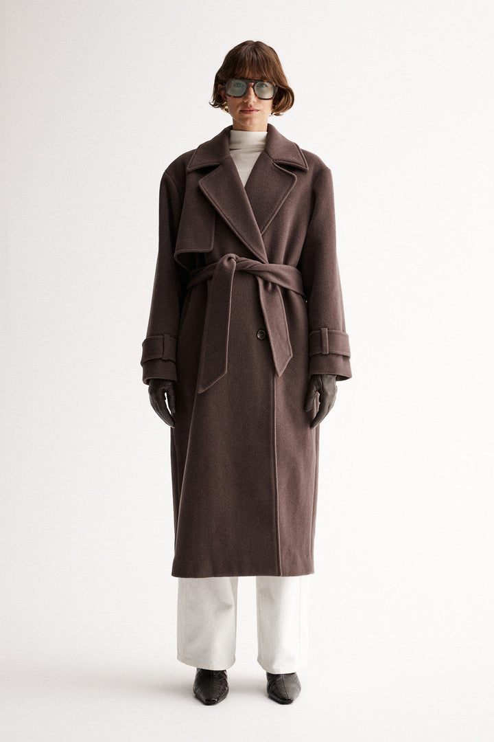 Arna Brown Wool Blend Coat