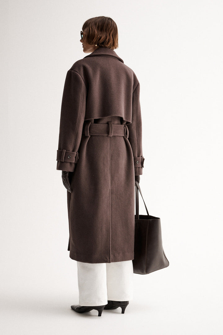 Arna Brown Wool Blend Coat
