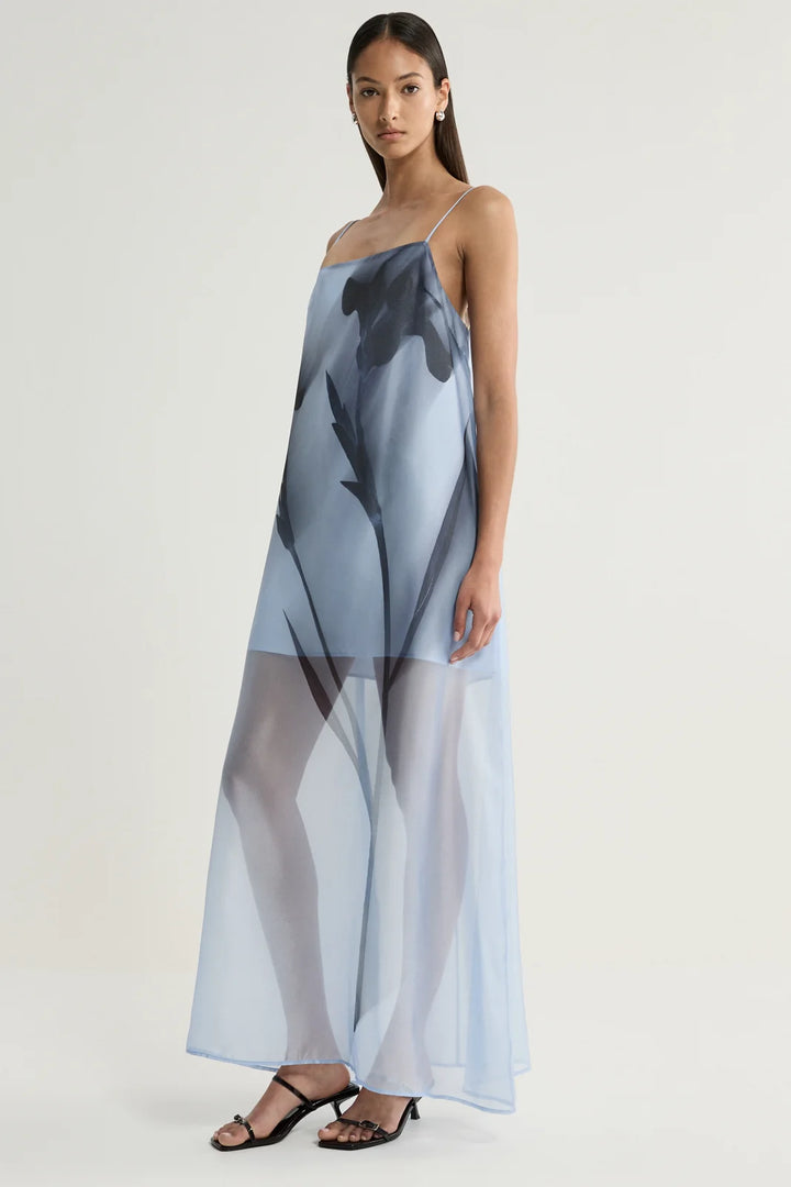 Jade Dress - Blue Floral Print