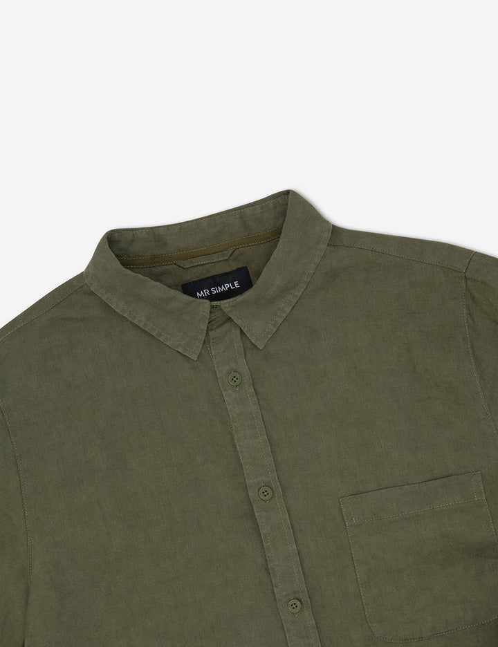 Linen SS Shirt - Fatigue