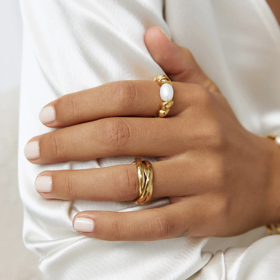 Riviera Gold and Pearl Ring