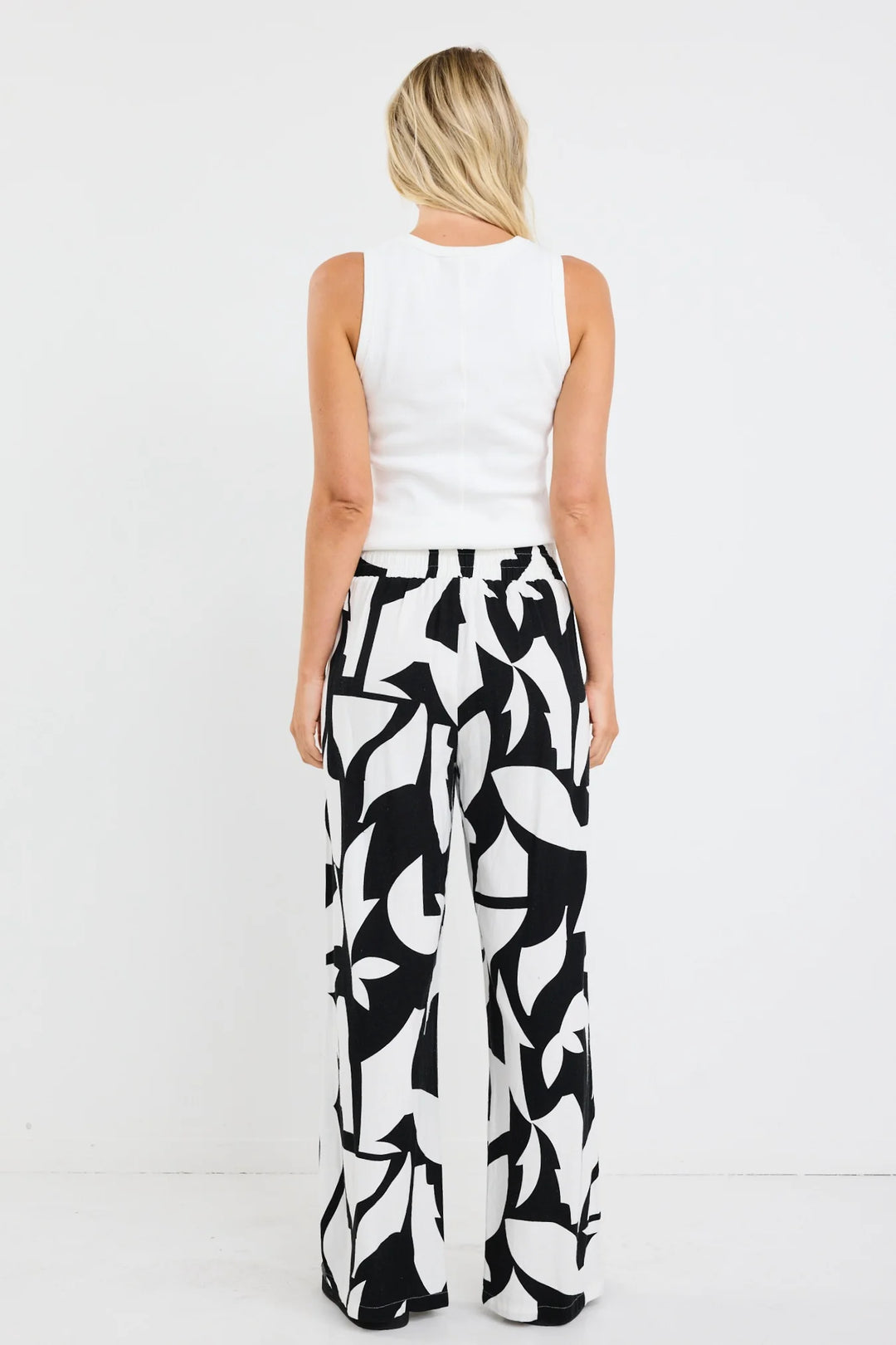 Metropolitan Black White Cutout Print Wide Leg Pants