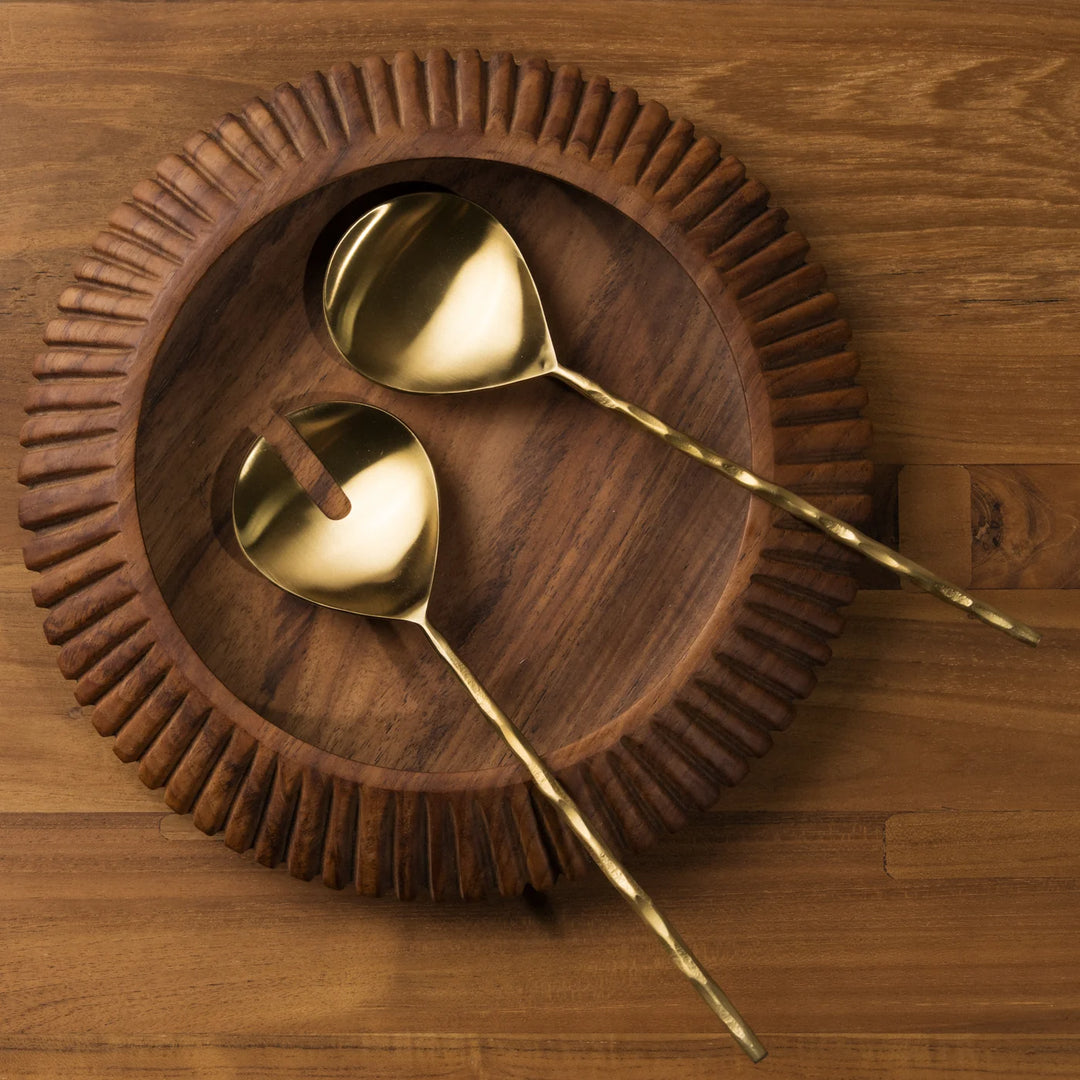 Mira Textured Brass Salad Servers