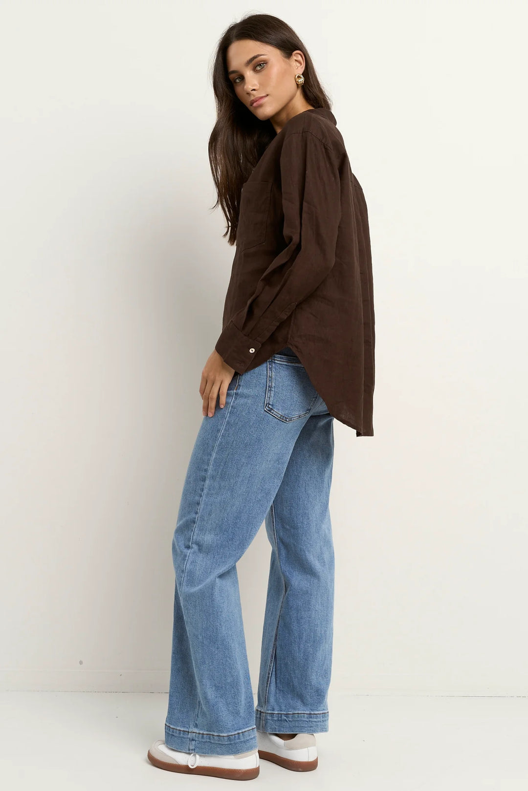 Optimum Chocolate Linen Oversized Shirt