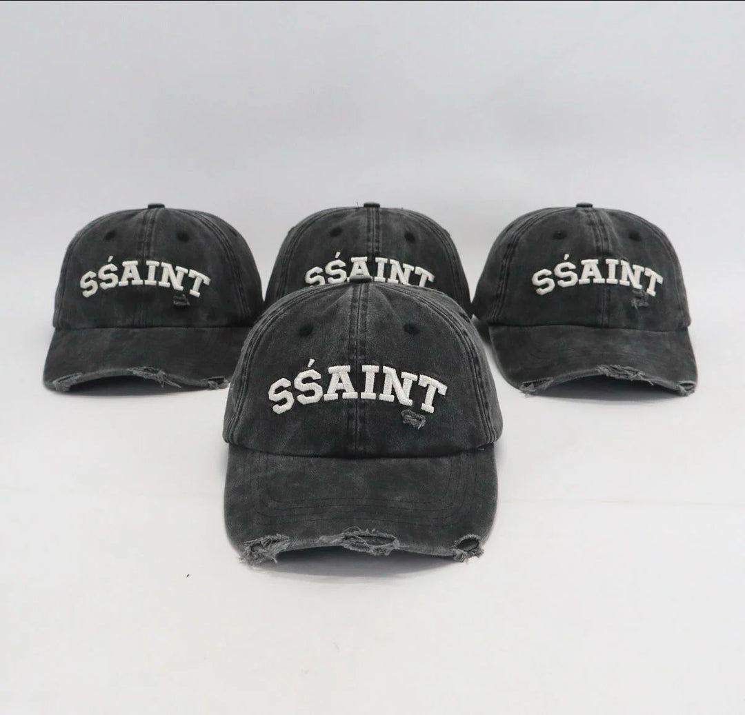 Logo Cap Black and Cream Acid Wash
