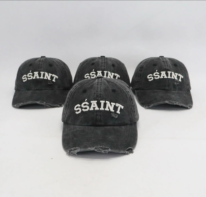 Logo Cap Black and Cream Acid Wash