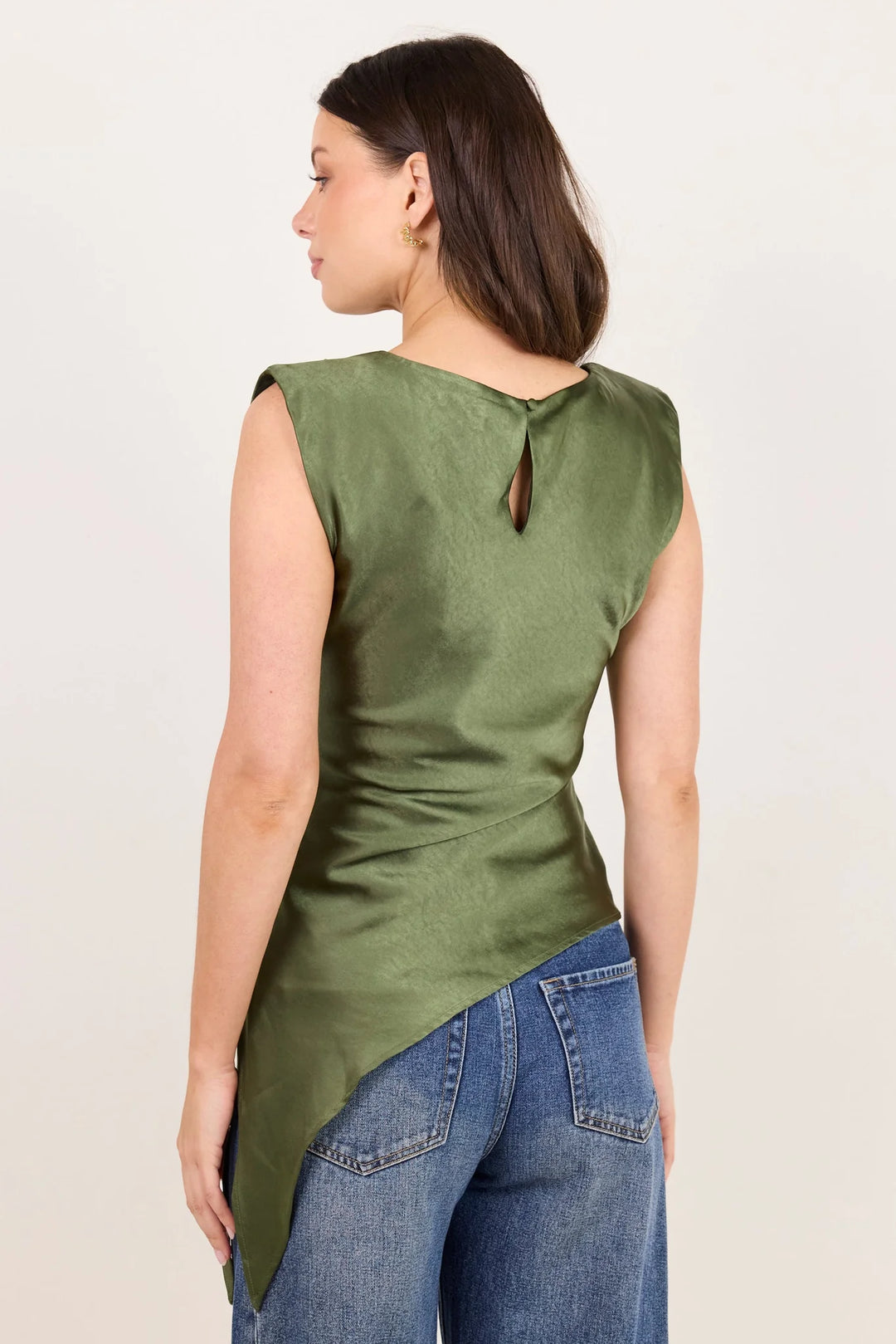 Platform Olive Asymmetric Bias Top