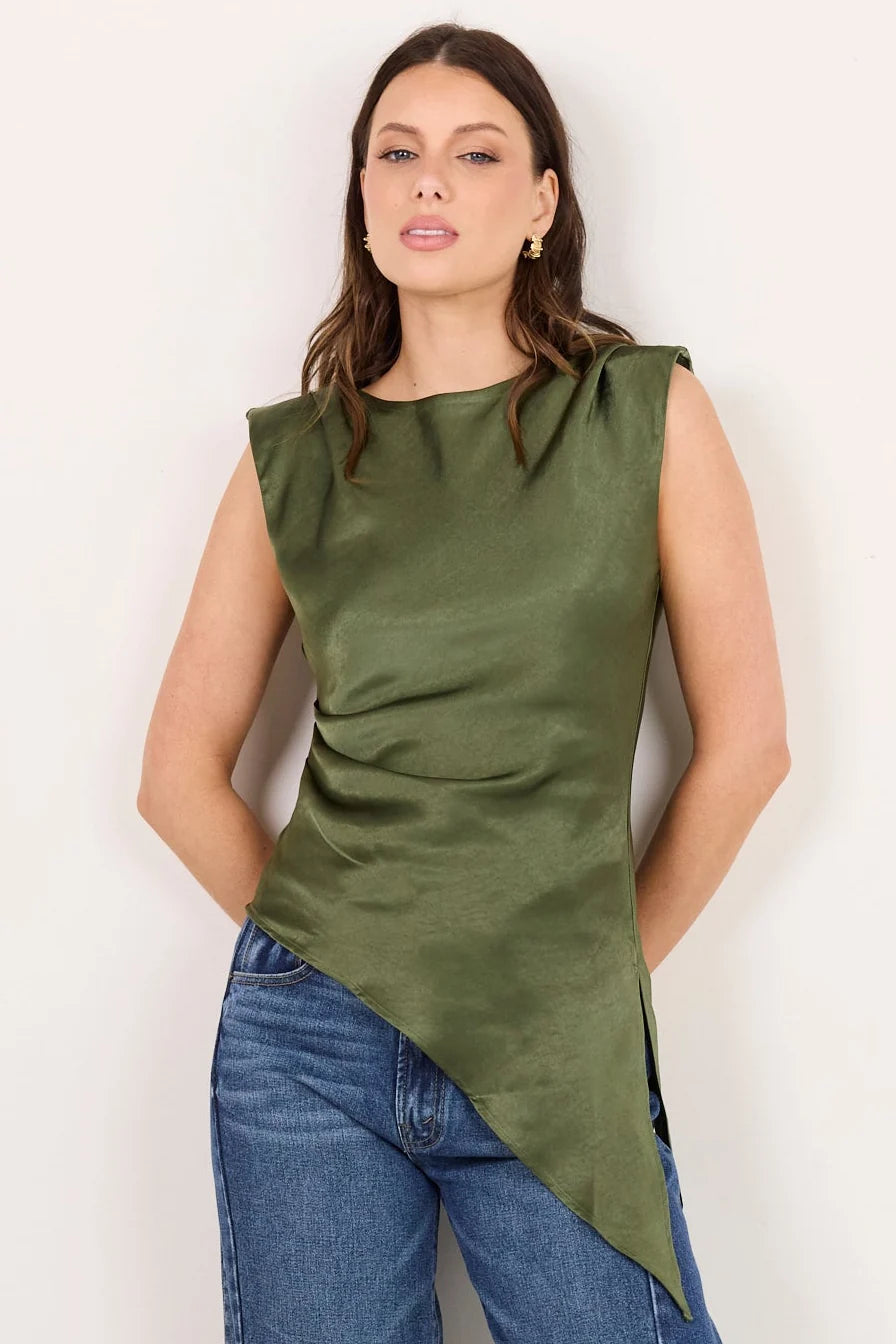 Platform Olive Asymmetric Bias Top