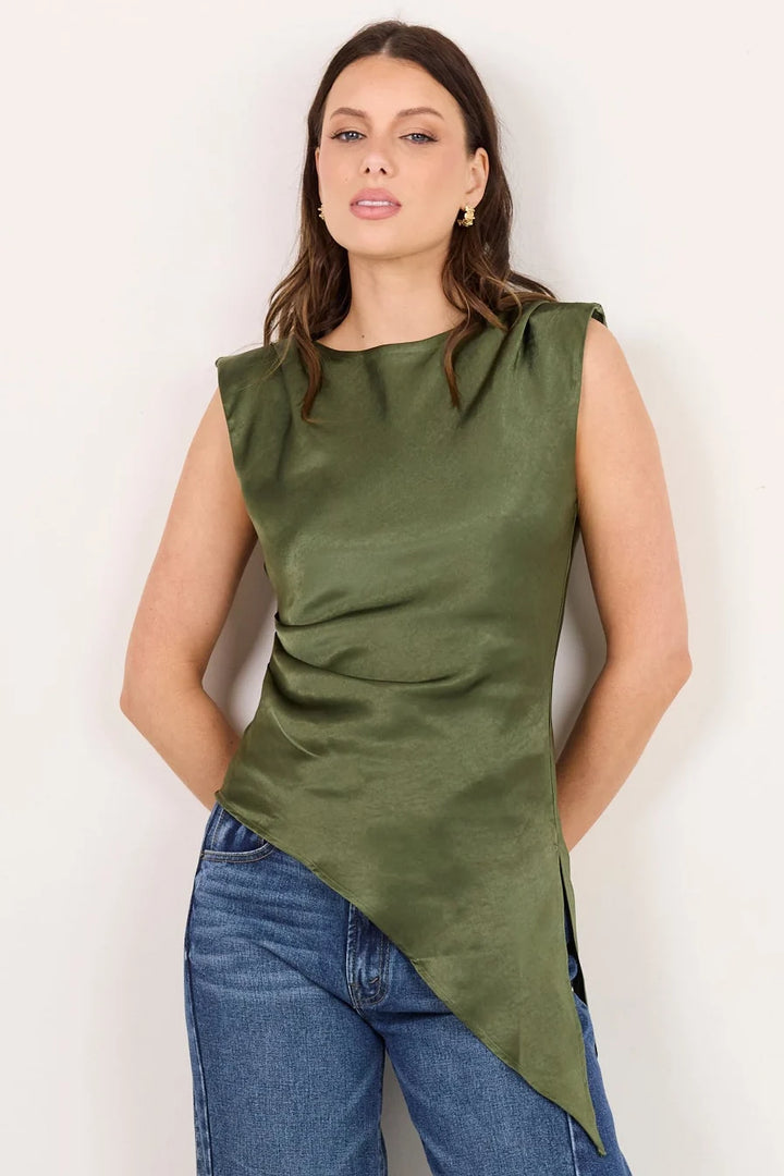 Platform Olive Asymmetric Bias Top