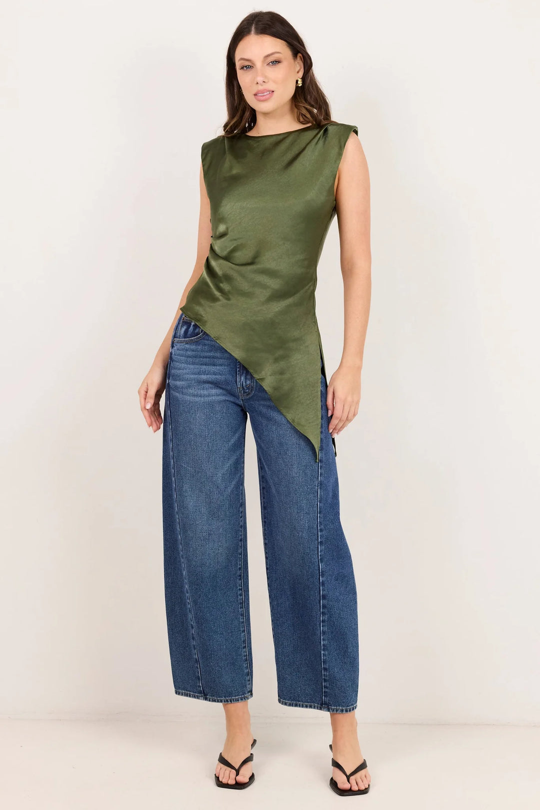 Platform Olive Asymmetric Bias Top