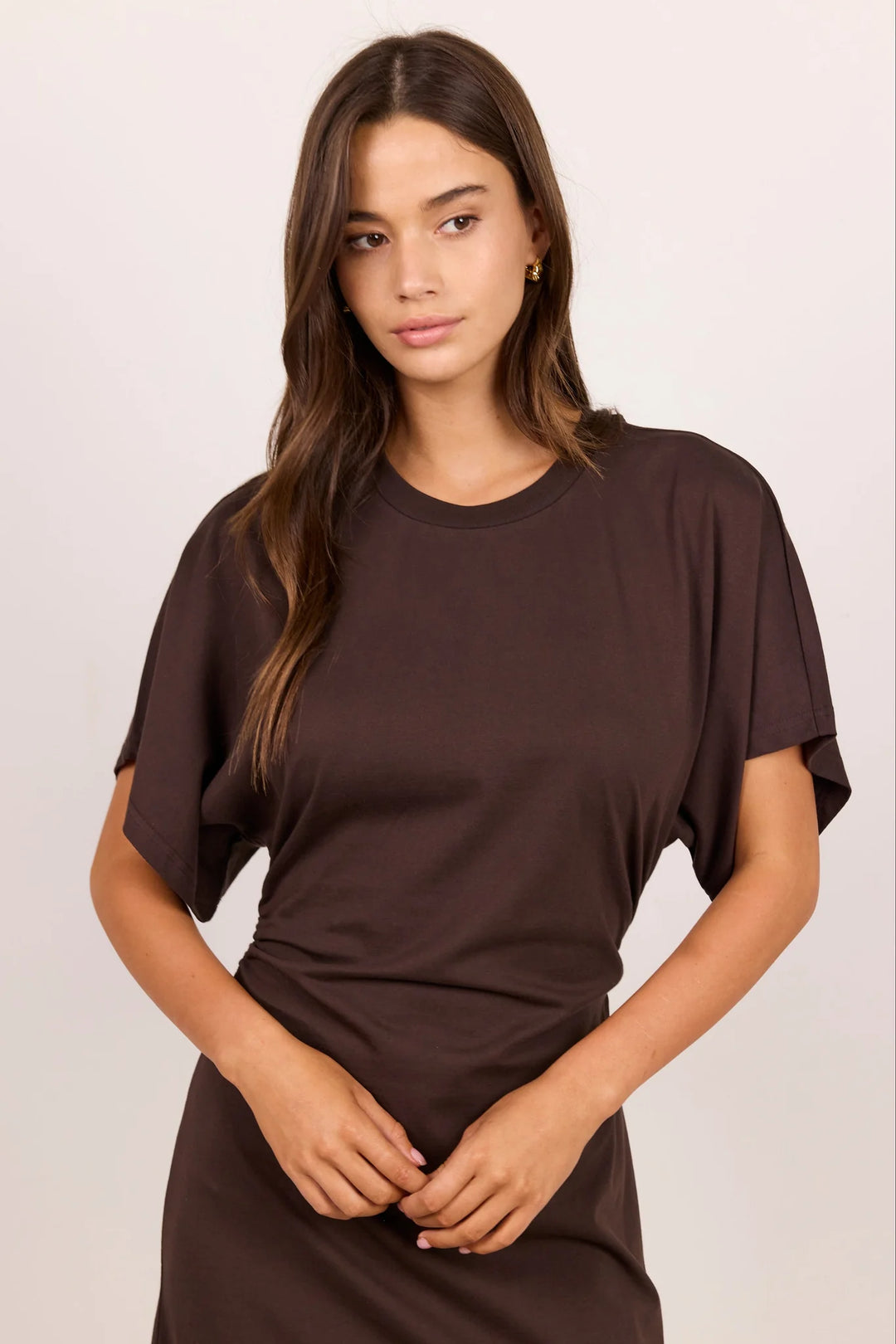 Pulse Chocolate Gathered Waist Dress