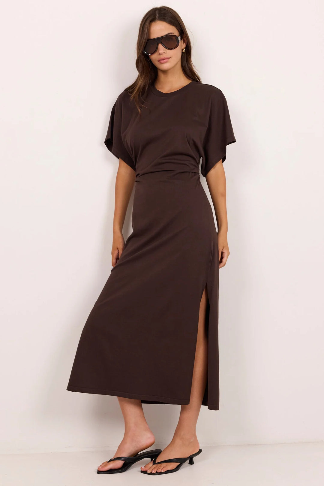 Pulse Chocolate Gathered Waist Dress
