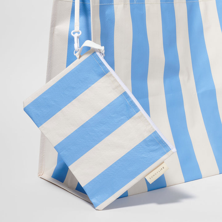 Carryall Beach Bag - Le Weekend Mid Blue Cream