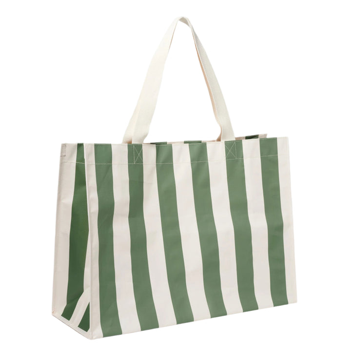 Carryall Beach Bag - The Vacay Olive Stripe