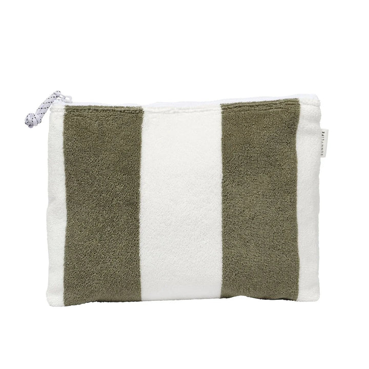 Terry Beach Pouch - Olive Stripe