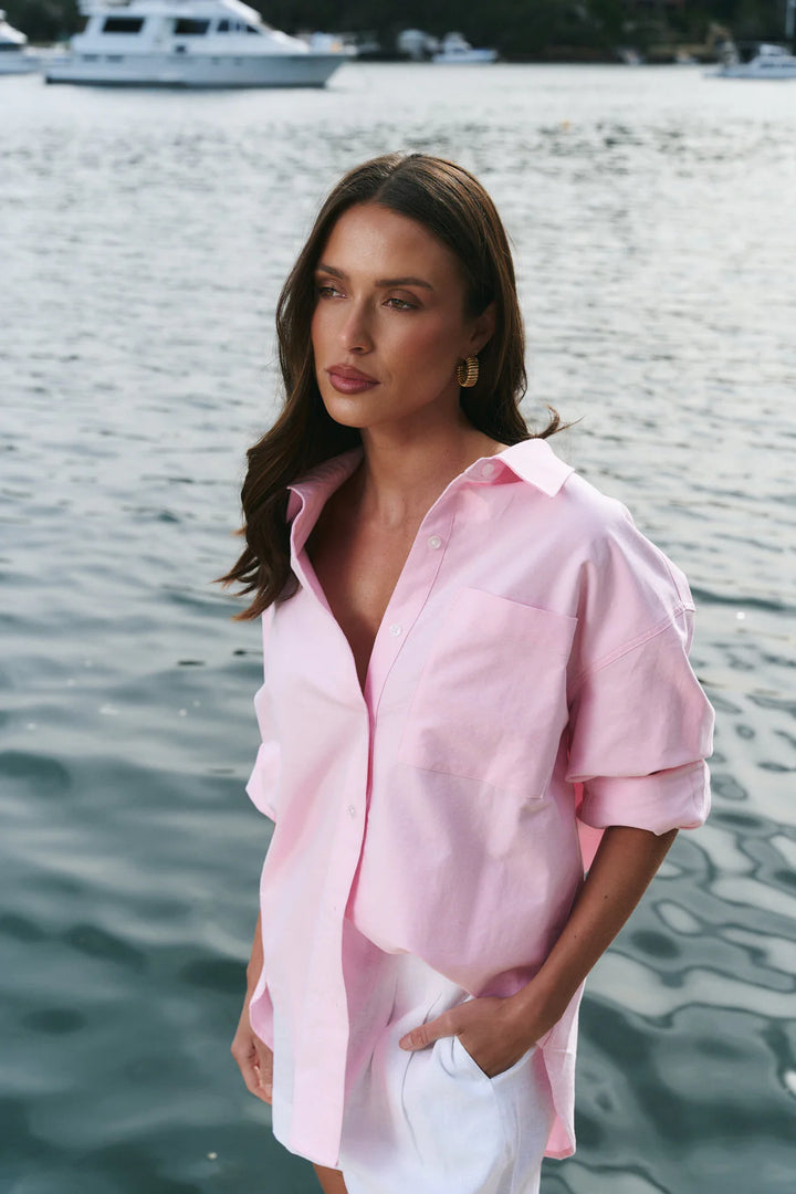 Signature Pink Oxford Oversized Boyfriend Shirt