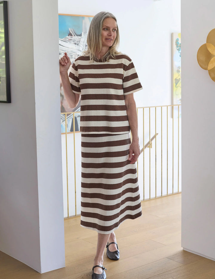 Jordie Skirt Choco Stripe