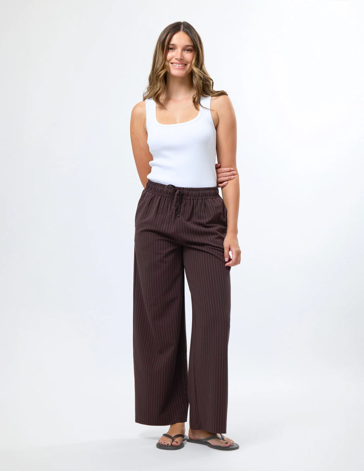 Nora Pant - Raisin Pinstripe