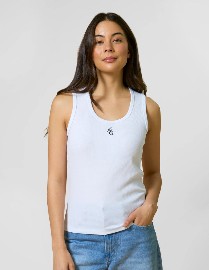 Rib Logo Tank - White