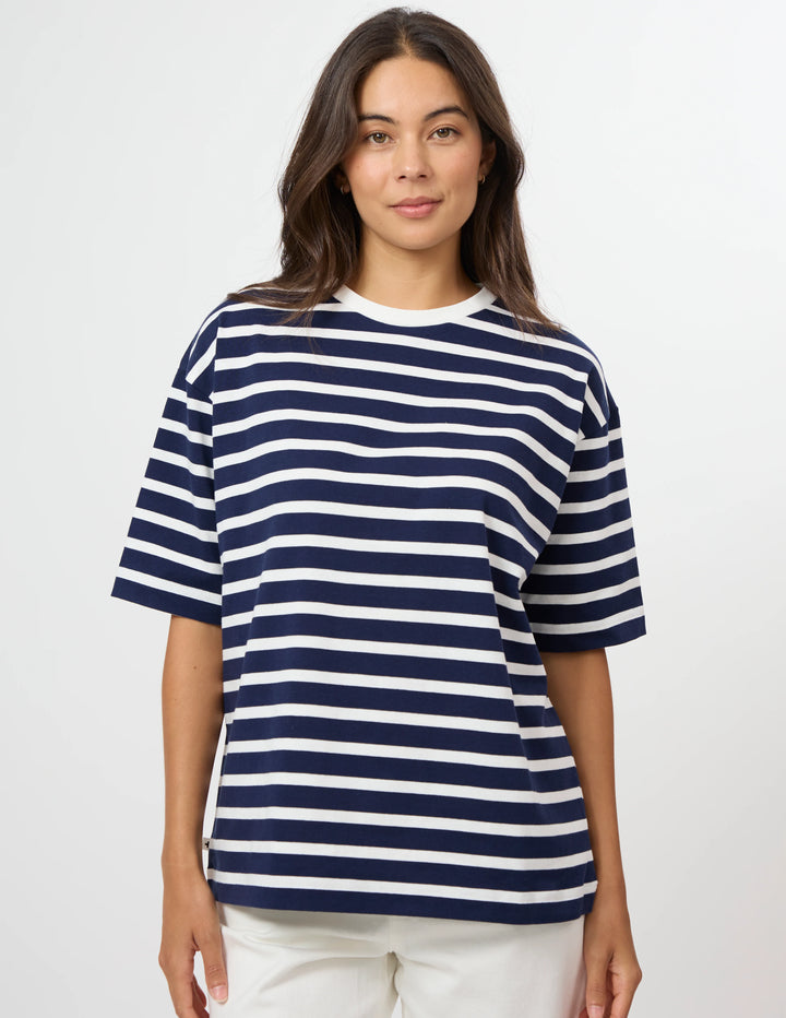 Porter Tee Stripe - Navy and White