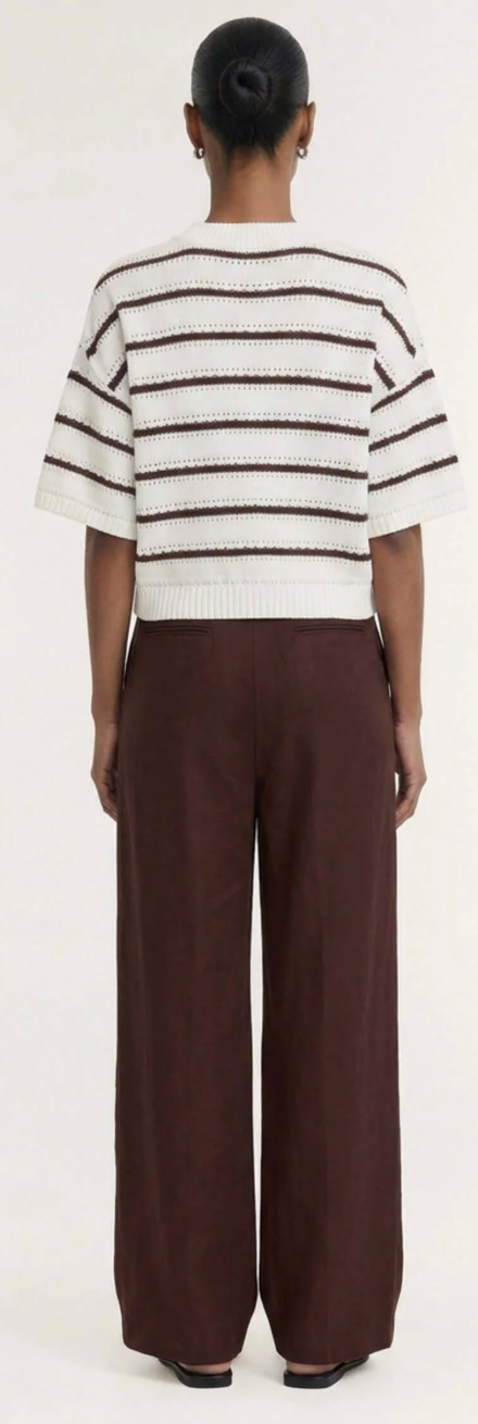 Pillar Stripe Knit Tee- Brown