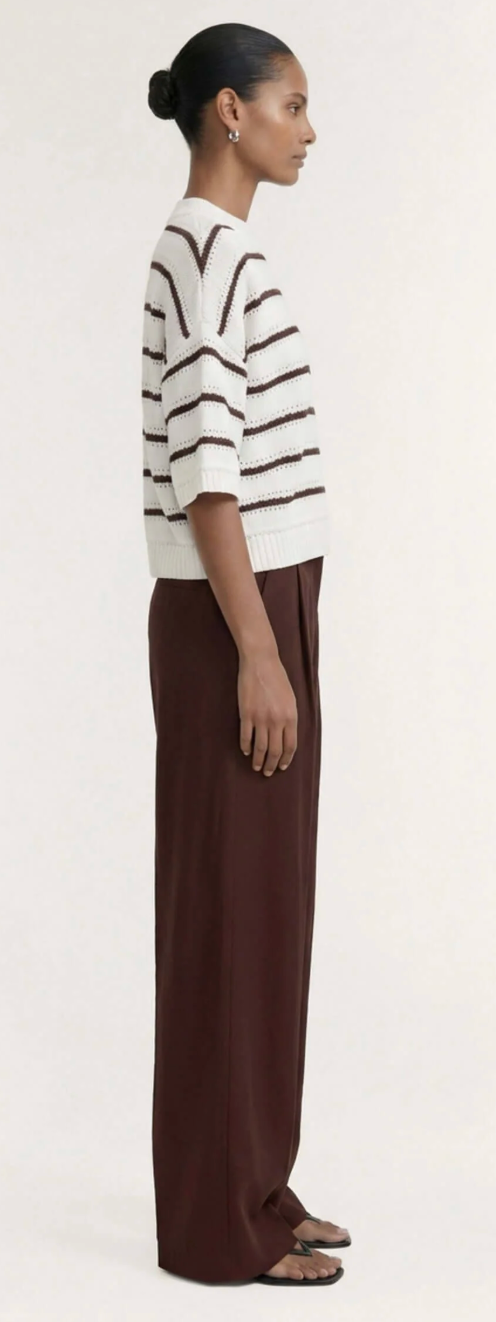 Pillar Stripe Knit Tee- Brown
