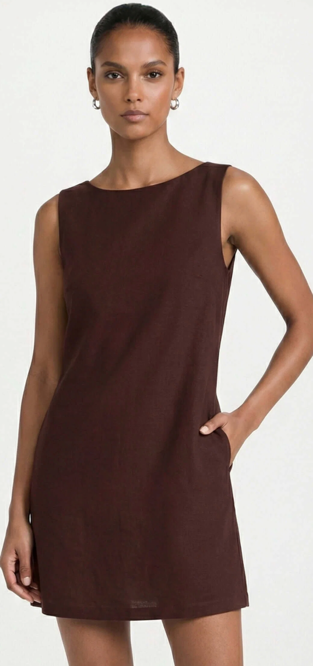 Rhodes Mini Shift Dress- Chocolate