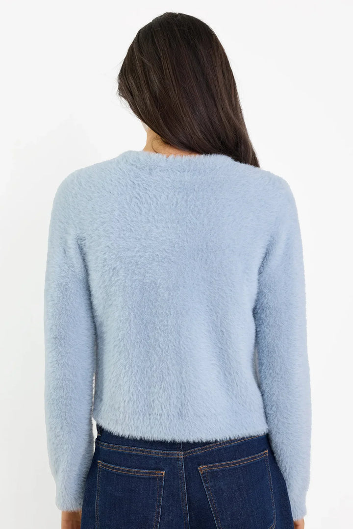 Sequel Light Blue Fluffy Knit Cardigan