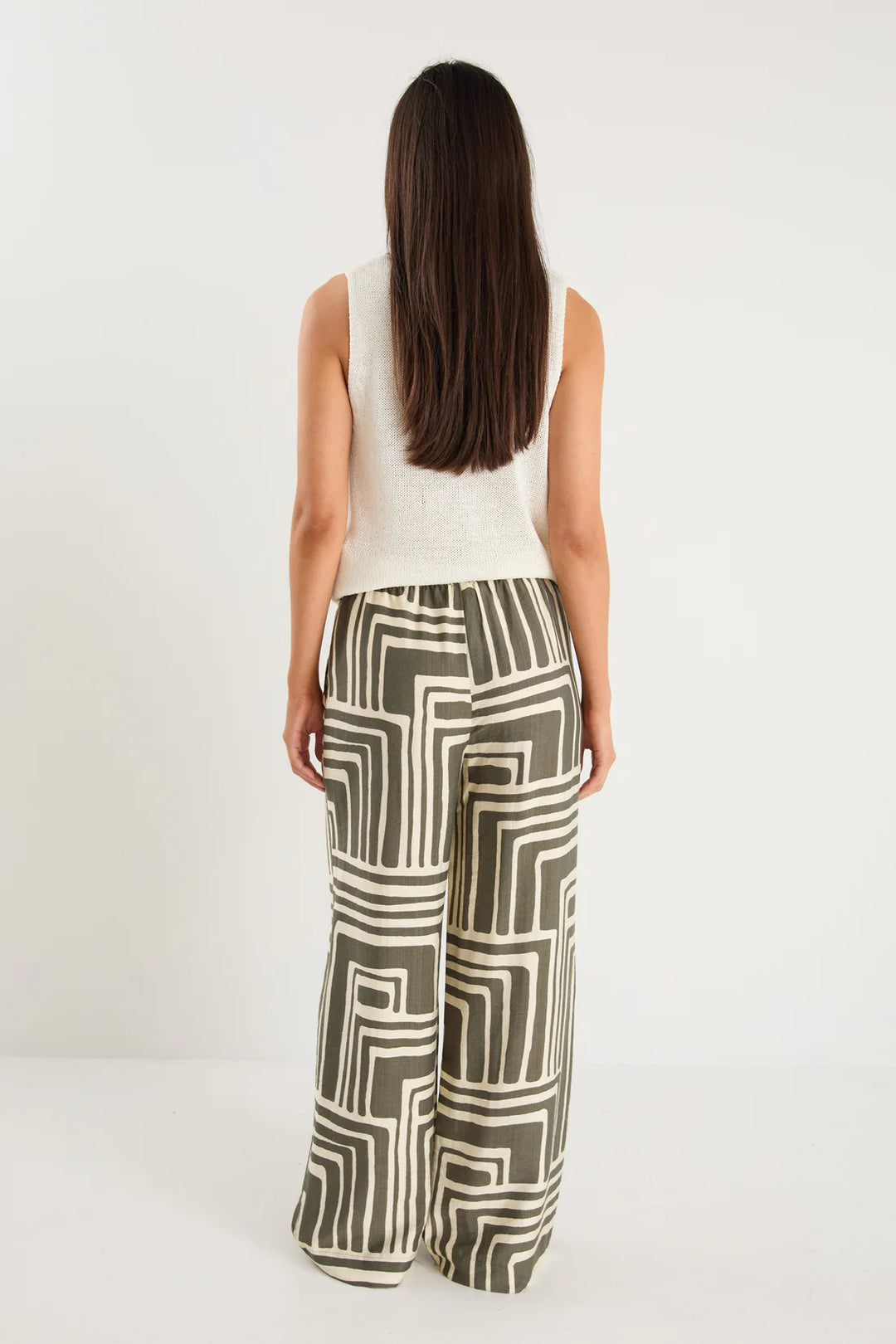 Conduct Khaki Maze Print Pull On Pants