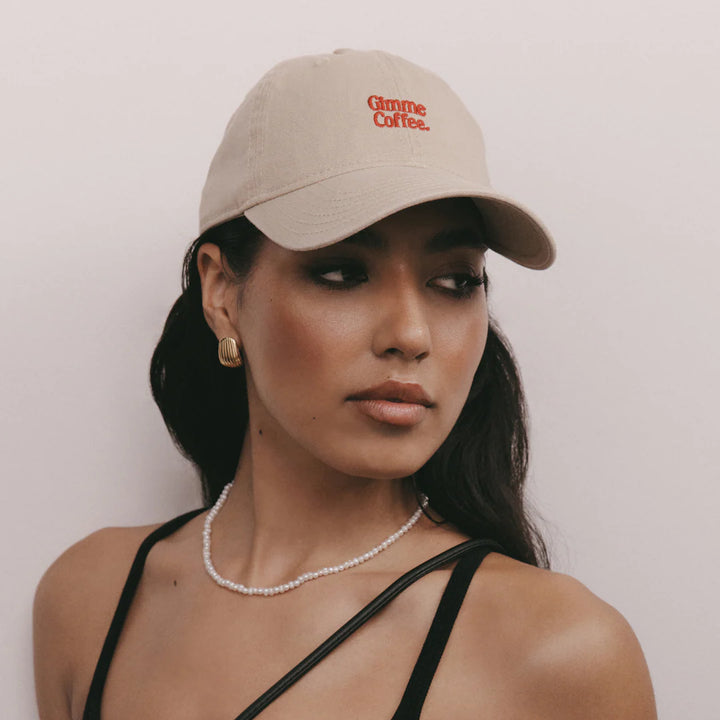 Gimme Coffee Hat (Beige/Red)