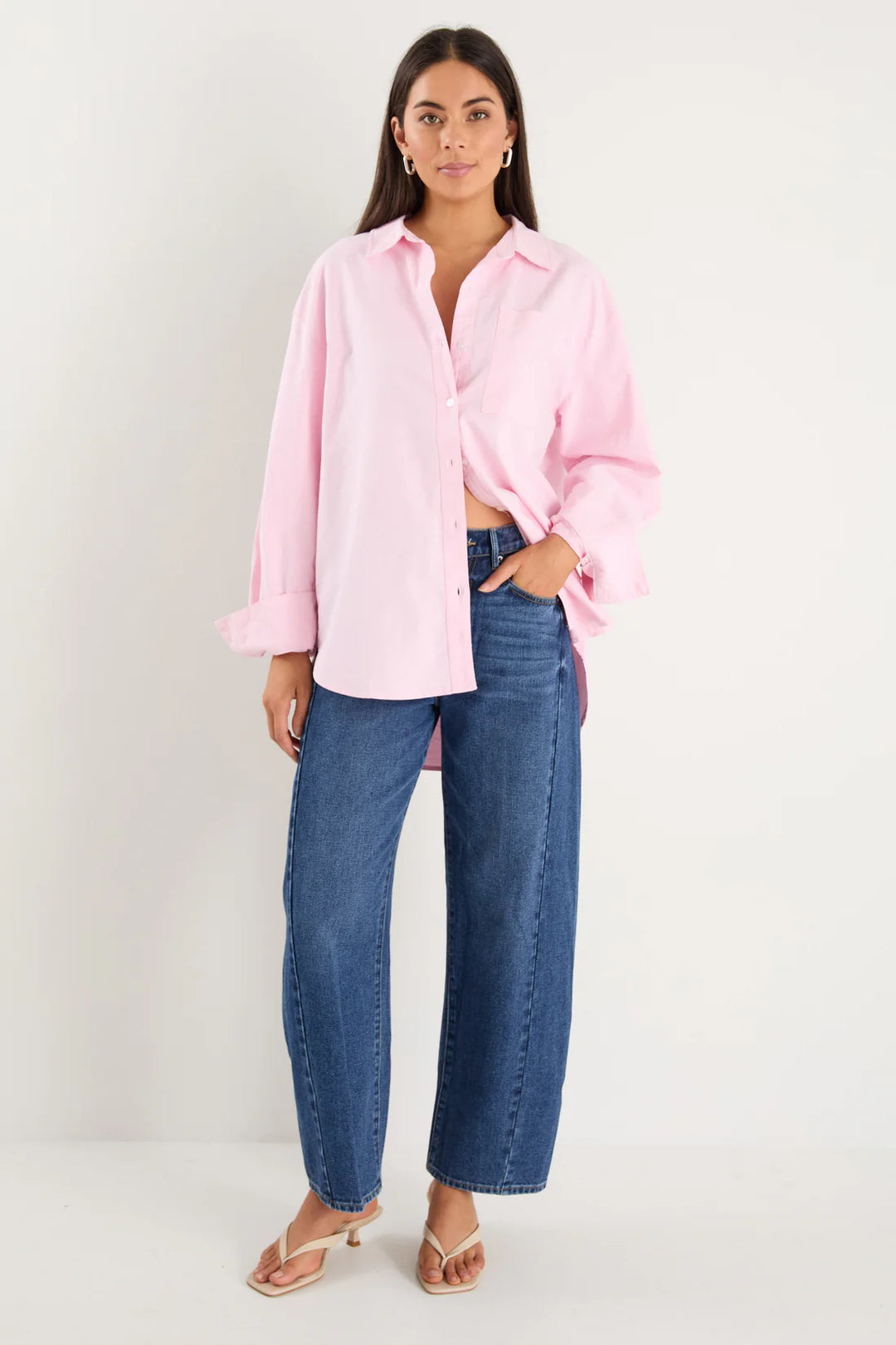 Signature Pink Oxford Oversized Boyfriend Shirt