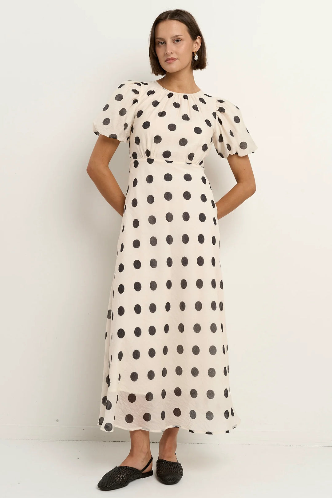 Stage Cream Black Polka Dot Maxi Dress