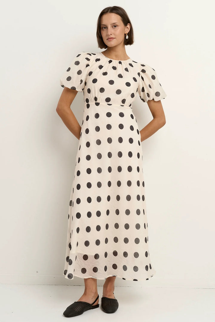 Stage Cream Black Polka Dot Maxi Dress